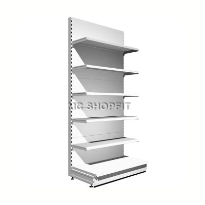 China Tego Plain Metal Gondola Supermarket Double Sided Shelf, Steel Gondola Supermarket Shelf for sale