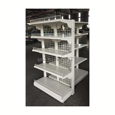 China Gandola Double Sided Supermarket Racks Double Side Wire Mesh Rack Grocery Gondola Shelf for sale