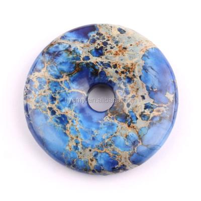 China None Wholesale Natural Sea Sediment Jasper Donut Gemstone Beads Printing for sale