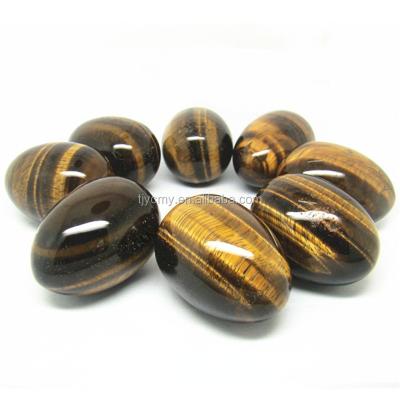 China No Large Yoga Egg Shape Gemstone Beads Africa Tiger Eye Sphere Home Decoration Yellow Brown Massage Tool for sale