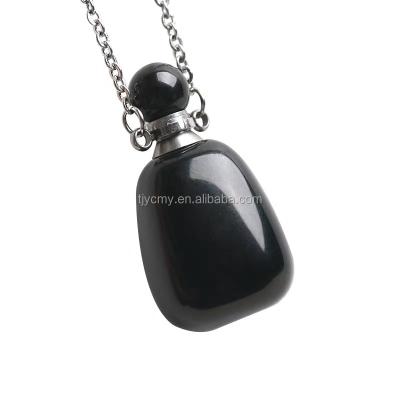 China None Wholesale Fashion Classic Obsidian Perfume Bottle Stone Pendant for sale