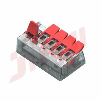 China Power Europe Electrical Terminal Block 221 Universal Lever Wire Connector 5pin for sale