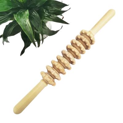 China Eco-friendly 9 Beads Wooden Body Massage Roller Wood Therapy Massage Tool for sale