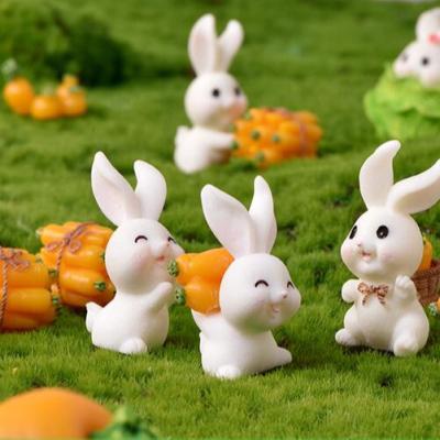 China Europe Wholesale Cute Fairy Garden Kit For Home Children Statues Figurines DIY Mini White Rabbit Figure for sale