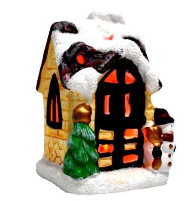 China Resin Model Lighted Resin House Village Snow Christmas Treehouse Mini Style Led for sale