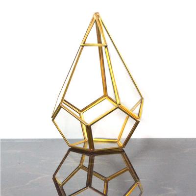 China CLASSIC High Quality Mini Glass Greenhouse 8 Colors Gold Big Small Geometric Metal Plants for sale