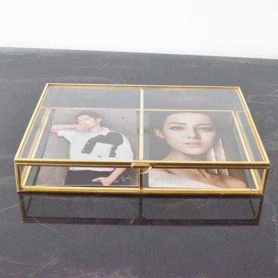 China Glass Jewelry Wedding Bride Ring Pillow Engagement Glass Large Stained Glass Casket Gold Small Box for sale