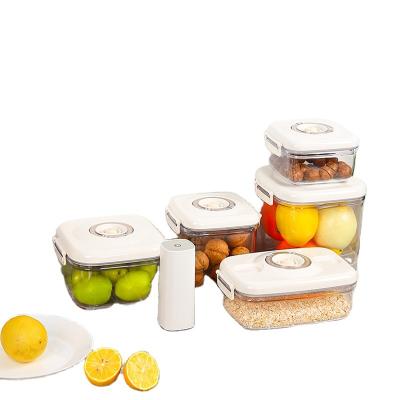 China Freshness Keeping Cool Keeping Clear Plastic Food Containers Food Containers Eco-friendly Airtight Storage Container Set With Mini Pump for sale