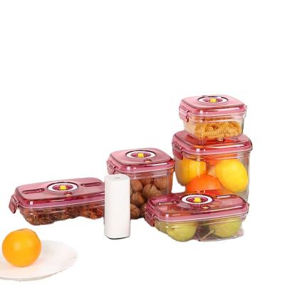 China Freshness Preservation Box Food Storage Container Fresh-Keeping Lunch Box Set with Automatic Vacuum Compressor for Kitchen Plastic Storage Box to Keep Fresh for sale