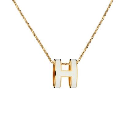 China New Fashionable High Quality Trend Color Enamel H Letter 316L Stainless Steel Jewelry Pendant Necklace Women for sale