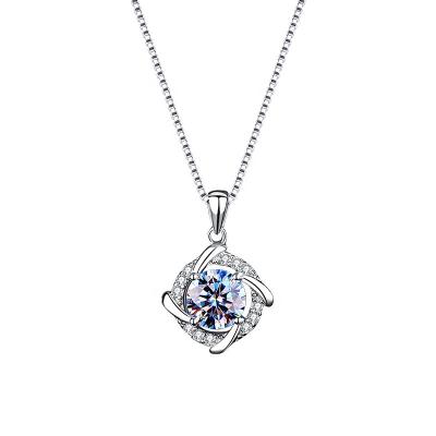 China New Trend s 925 Sterling Silver Creative Imitation Diamond Windmill Necklace High Quality One With Four Prongs Inlaid Diamond Pendant for sale