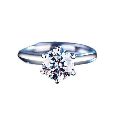 China One Carat S925 Diamond Ring Crown Ring Six Claw Classic High Quality Sterling Silver Imitation Diamond Ring Customized For Women for sale