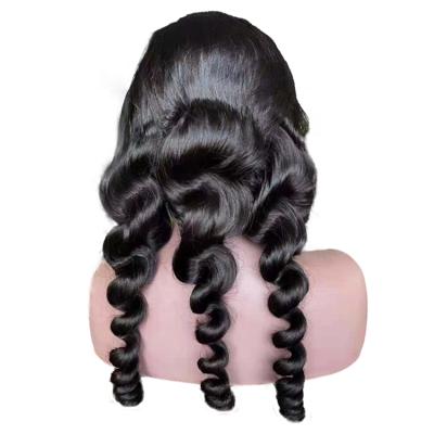 China Loose Wave Preplucked Closure Wig Cuticle Aligned Hair Loose Wave HD Transparent Closure Wig for sale