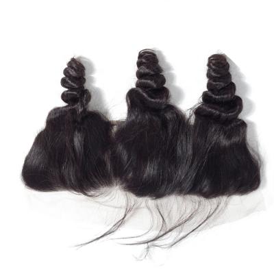 China Loose Wave Brazilian 3 Way Piece Ear To Ear Lace Frontal Hair Piece For Black Woman for sale