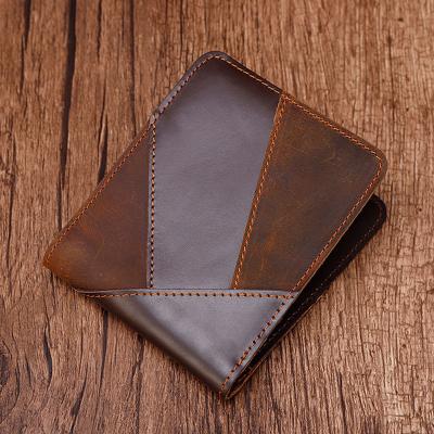 China No Crazy Horse New Fashion Short Wallet China Supplier Bifold Thin Leather And Wax Oil Men Leather Wallet for sale