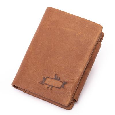 China Hot Sale Mens Crazy Horse RFID Wallet Supplier Leather Triple Gents Button Purse Premium With Coin Pocket for sale