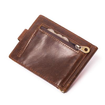 China High Quality Minimalist Luxury Thin Case Credit Card Name Business Wallet Fartory Genuine Leather Men Purse With Money Clip for sale