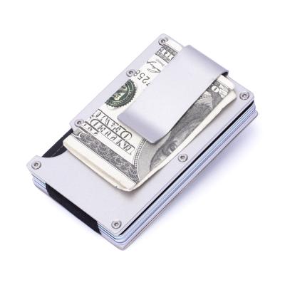 China Best Selling Minimalist RFID Blocking Metal Wallet Manufacturer Minimalist Silver Aluminum Unisex Ultra Thin Credit Card Holder For Men for sale