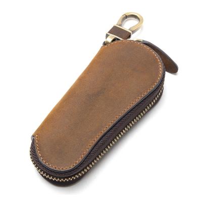 China L.Fish Style New Arrival Key Holder Factory 100% Western Genuine Leather Men Car Key Case Organizer Customized Logo Key Wallet With Zipper for sale