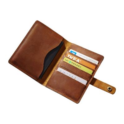 China Vintage New Arrival Cowhide Crazy Horse Leather Logo Passport Holders Family Travel Passport Cover Sublimation Cards Case Wallet for sale