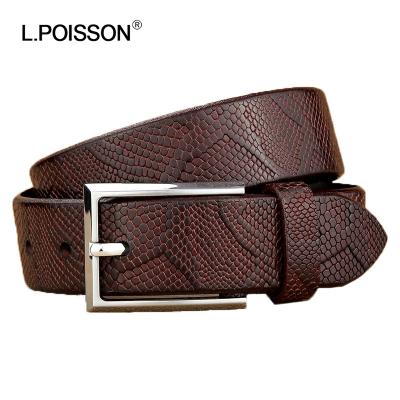 China Fashion Fashion L.Poisson Belts Men's Genuine Cowhide Leather Buckle Alloy Belt From China Leather Supplier for sale