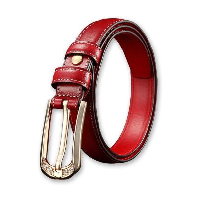 China Women's Pin Belt Buckle Luxury Fashion High Quality Ladies Fashion.Casual Inlaid Rhinestone Genuine Leather Waist Belt for Dress for sale