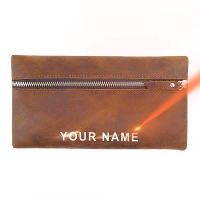 China Schools & Offices Drop Shipping Cow Leather Large Capacity Pencil Case Office University School Pen Pouch Bag For Girl Boy Teen Children for sale