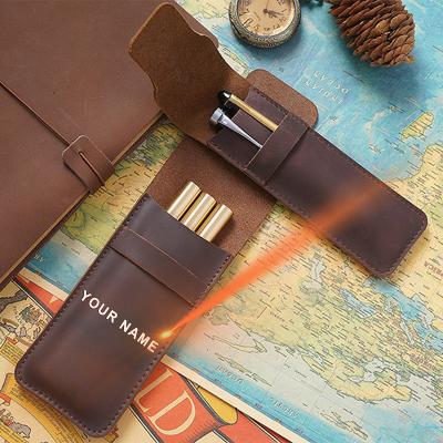 China Schools & Offices Drop Shipping Professional Customized Logo Color Pencils Case Gift Pen Bag Protective Cover Cow Leather for sale