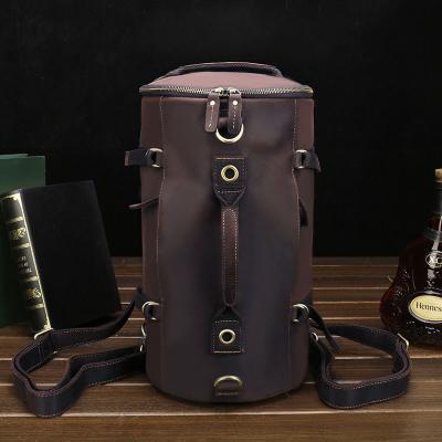 China Portable Drop Shipping Crazy Horse Leather Men's Travel Sports Hiking School Backpack Bags Fleece Luxury Cross - Body Sling Bag for sale