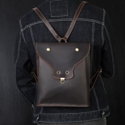 China Luxury Casual Designer Sports Portable Drop Shipping Genuine Cow Leather Backpack School Shoulder Bags Student Leather For Men for sale