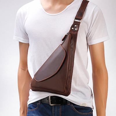 China Free Shipping GENUINE LEATHER Custom Genuine Leather Men Shoulder Cross - Body Sling Messenger Bag Casual Travel Chest Pack Side Bag for sale