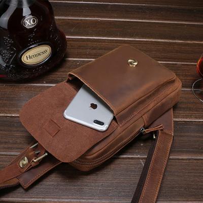 China Drop Shipping GENUINE LEATHER Cow Body Leather Custom Crossbody Men Tote Shoulder Bag Large Capacity Chest Bag Luxury Stylish for sale