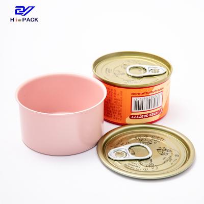 China 130g / 140g / 190g Flavoured Tuna Tins Pink Round Tin Packaging for sale