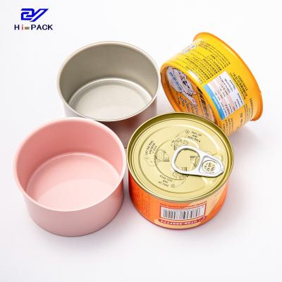 China Pink 80g Volume Pet Food Can Dogs Food Round Tin Cans D65x34mm for sale