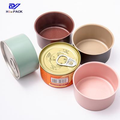 China Orange Pink Chicken Tuna Can Packaging D65*34mm Cookie Tin Packaging for sale