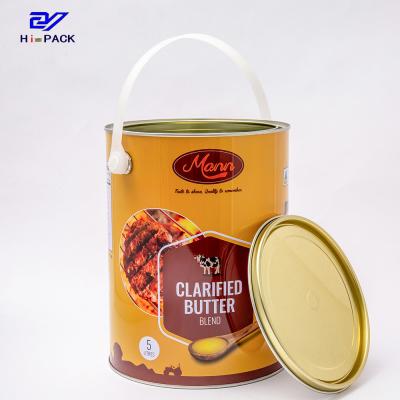 China 1000ml Butter Can With Rock Ring Lid 1ltr Food Safe Metal Buckets for sale