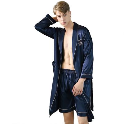 China Hot Spring QUICK DRY Men/Summer Long/Ice Pant Pajamas Two Piece Set Casual Loose Silk Bathrobe Short Long Robe for sale