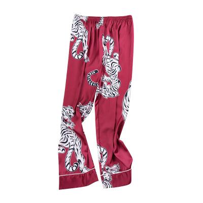 China QUICK DRY Warm Tiger Pattern Long Ice Silk Spring Summer Pajamas Men's Home Wear Simple Home Wear for sale