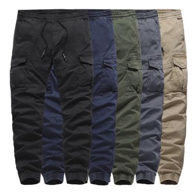 China 2021 New Viable Cotton Men's Military Pants In Solid Color Fashion Multi-pocket Loose Waist And Leg Cargo Suits for sale