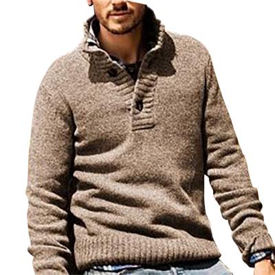 China new trend casual loose men's sweater Anti-wrinkle 2021 fall/winter fall/winter lapel new deep khaki button knit for sale