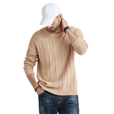 China high quality Anti-wrinkle spring and autumn pure color knit casual 100% cotton collar bottom of sweater young men's sweater for sale