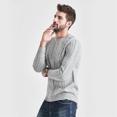 China Anti-wrinkle very well sell casual sweater solid color long thin sleeve twisted flower knit young men's autumn winter round neck hoodie for sale