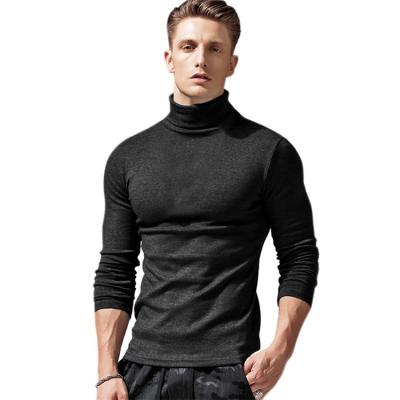 China Autumn/winter fashion solid color turtle neck sweater cotton tank top 100% QUICK DRY young handsome men's pullover stretch t-shirt for sale