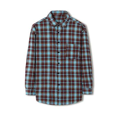 China Anti-pilling 2021 fashion recommendation for young men's solid color button oversized plaid shirt with long sleeves for sale