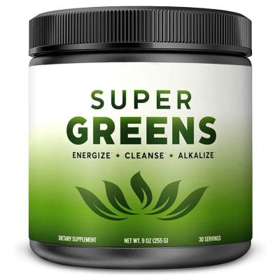 China Hot Sale Dietary Supplement Health Organic Super Greens Vegetable Powder No Sugar Added Instant Drink Health Supplement Free Label Package Design for sale