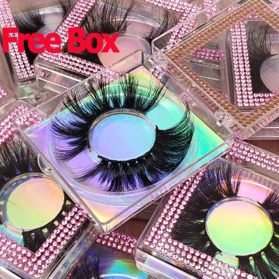 China Free Sample Thick Strip Private Label False Eyelashes Full Seller 100% Real 3D 5D 25mm 25mm Box Mink Eyelashes With Custom Packing for sale