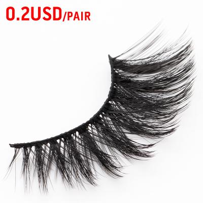 China Long Only $0.2 Natural Clearance Wholsale Seller Dispensers 3 Pairs Full Silk Strip Lashes False Eyelashes With Packaging Box for sale