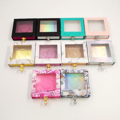 China Handmade Free Design Private Label Logo Square Window Lashbox Eyelash Packaging Box for sale