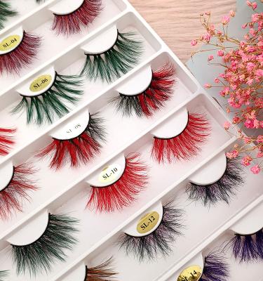 China Customized Real Mink Fluffy Style Real Mink Fluffy Style Eye Lash Soft Colorful Fake Long Soft Makeup Extension Makeup Look Natural Eyelashes for sale