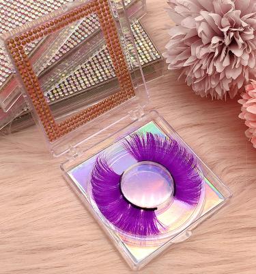 China Wholesale Star Colored Colored False Eyelashes 3D Volume Color 25mm Mink Lashes Perming Strip Vendor With Eyelash Packing Box for sale